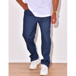 Pantalon effet jeans à losanges en relief