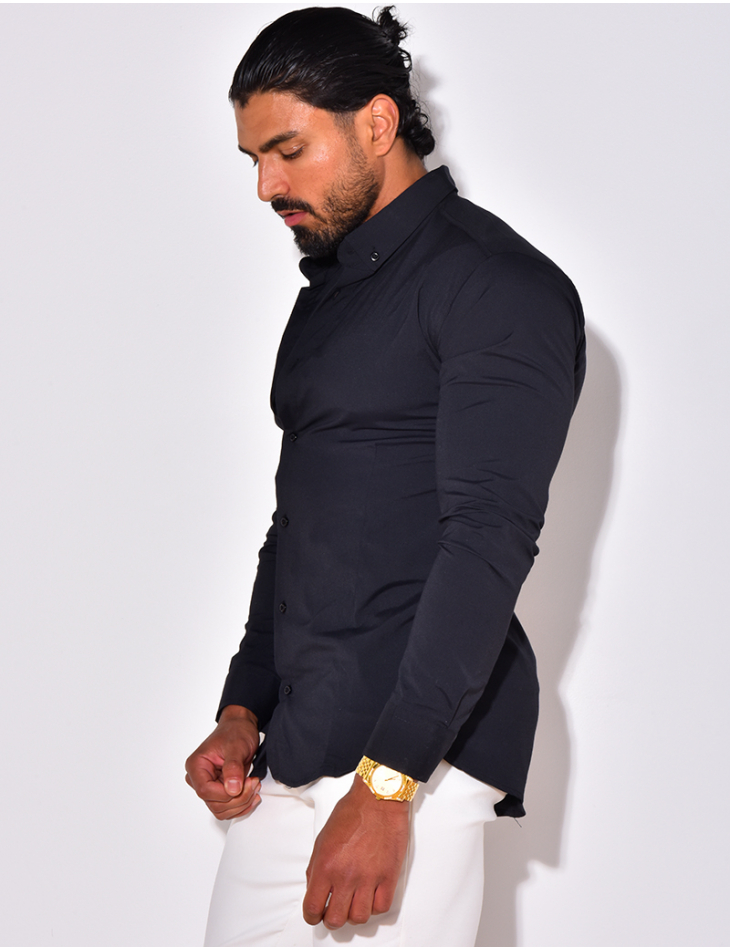 Chemise unie à manches longues Chemise unie à manches longues