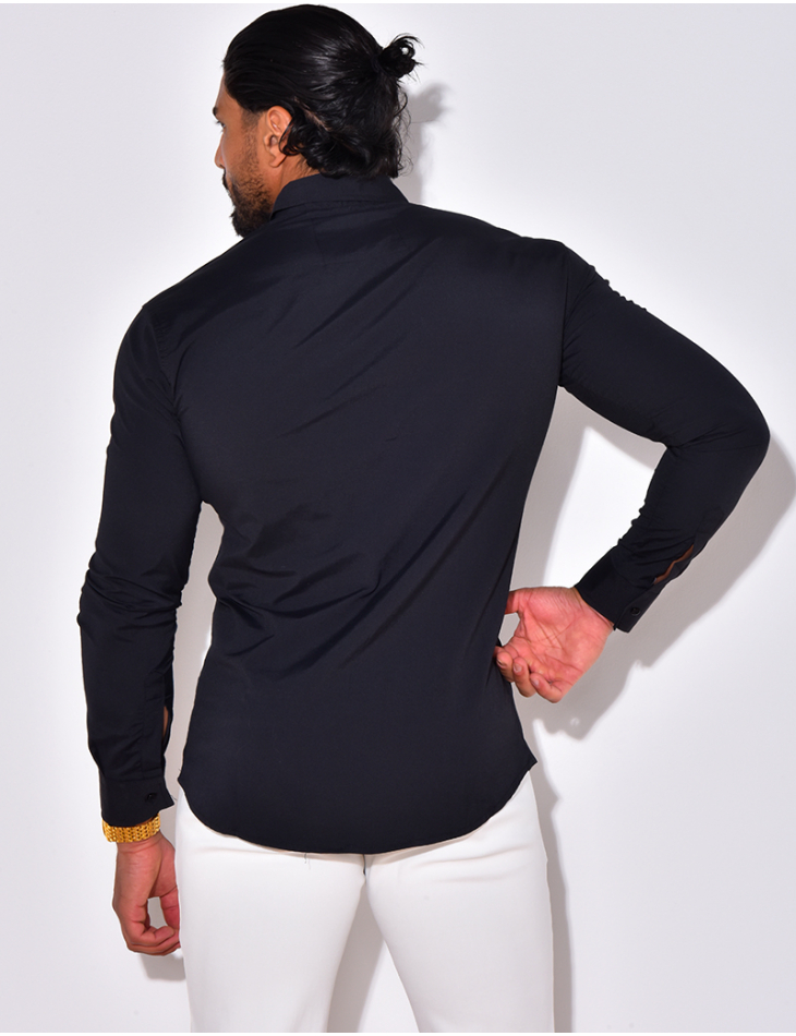 Chemise unie à manches longues Chemise unie à manches longues