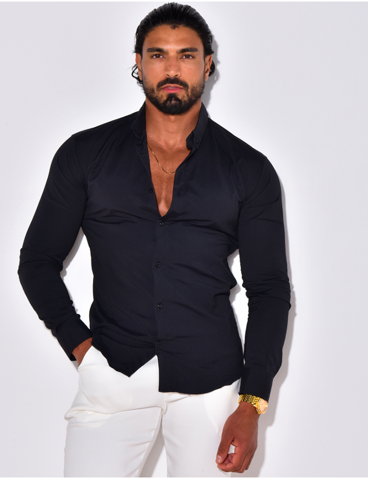 Chemise unie à manches longues Chemise unie à manches longues