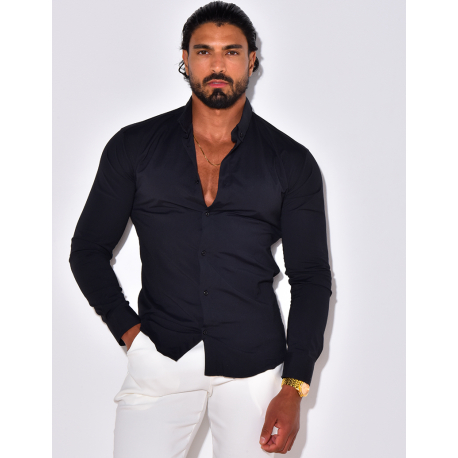 Chemise unie à manches longues Chemise unie à manches longues