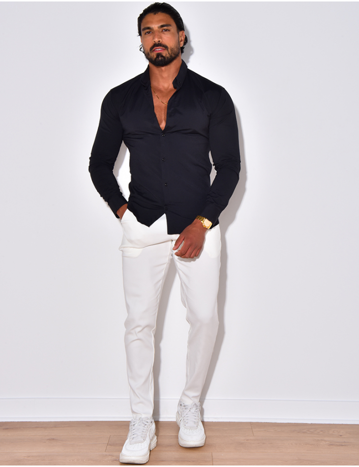 Chemise unie à manches longues Chemise unie à manches longues