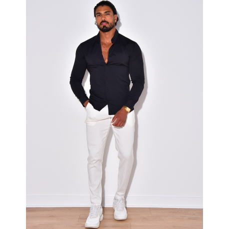 Chemise unie à manches longues Chemise unie à manches longues