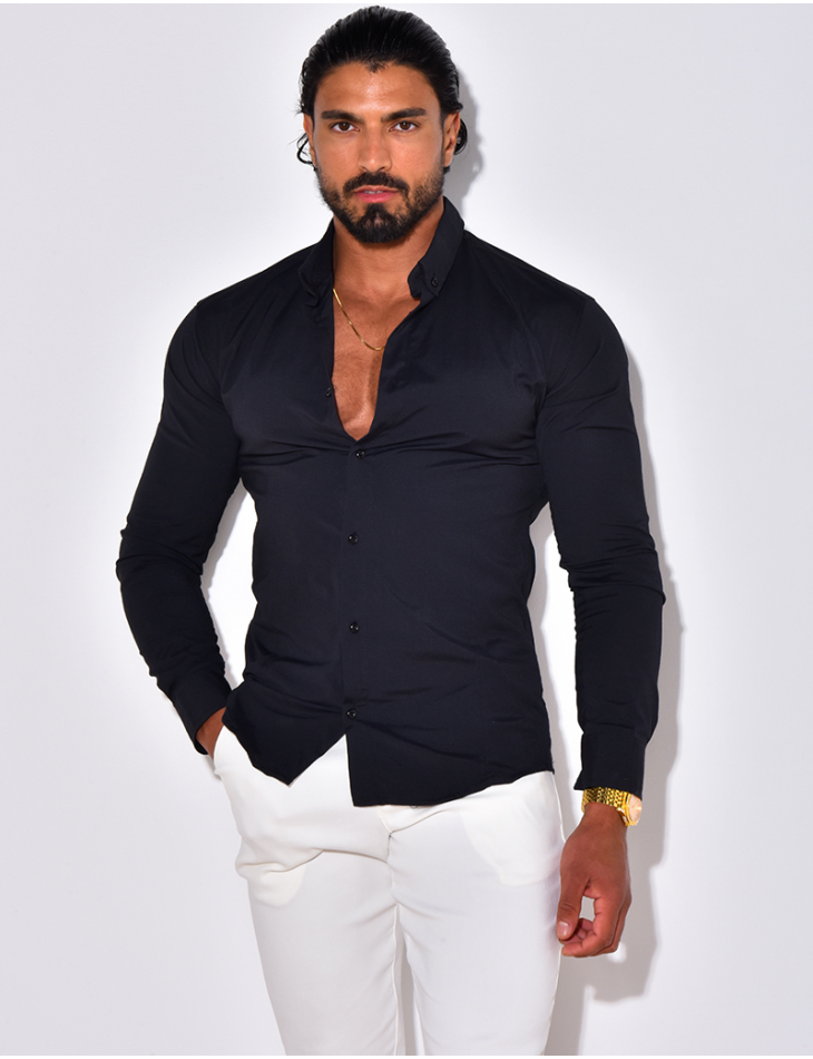 Chemise unie à manches longues Chemise unie à manches longues