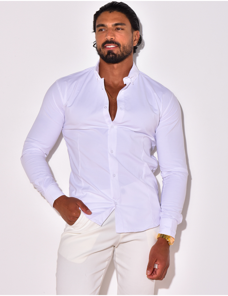 Chemise unie à manches longues Chemise unie à manches longues