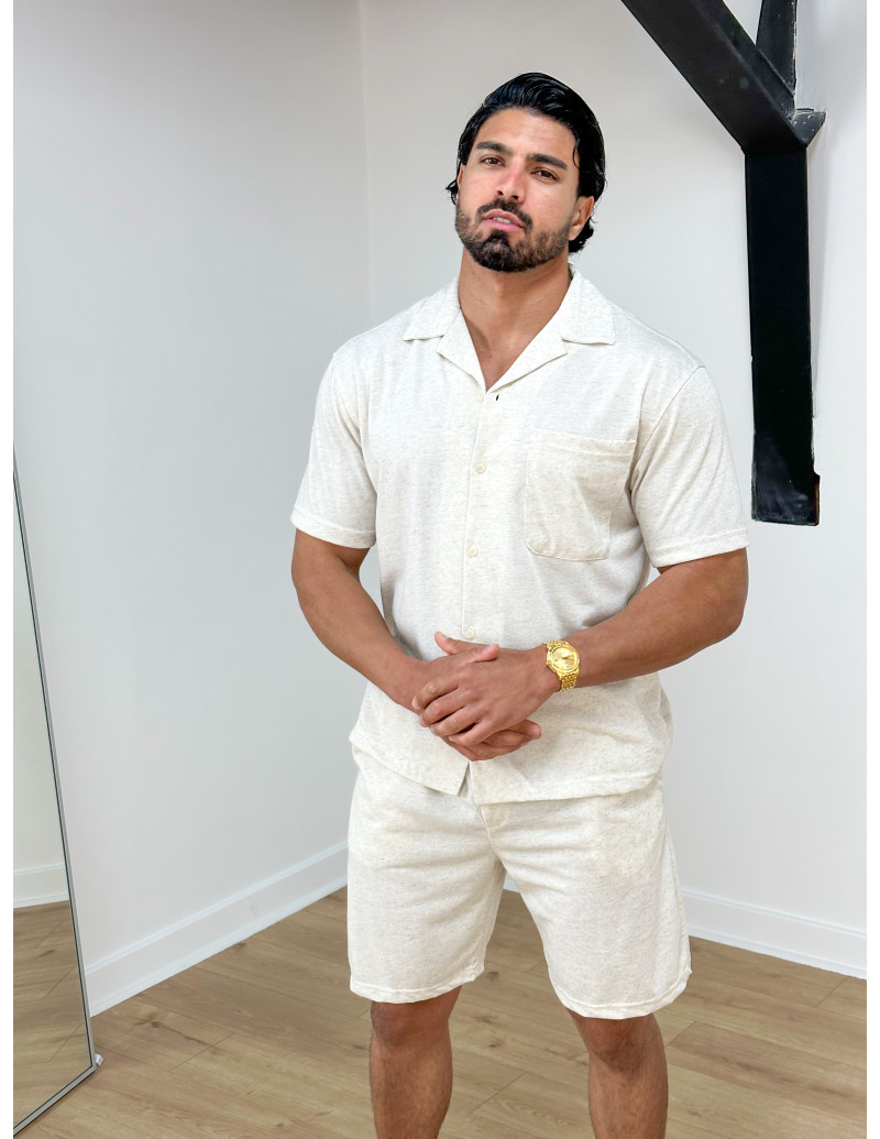 Ensemble chemise et short chiné