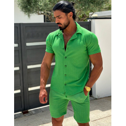 Ensemble short et chemise en nid d'abeille