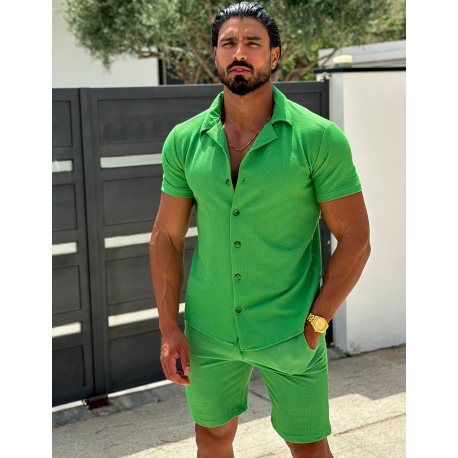 Ensemble short et chemise en nid d'abeille