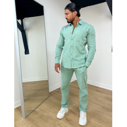 Ensemble en lin , chemise manches longues à poches et pantalon Ensemble en lin , chemise manches longues à poches et pantalon