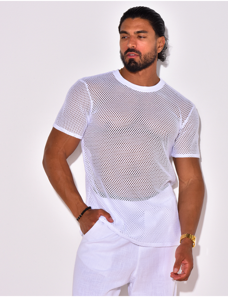 T-shirt uni ajouré T-shirt uni ajouré