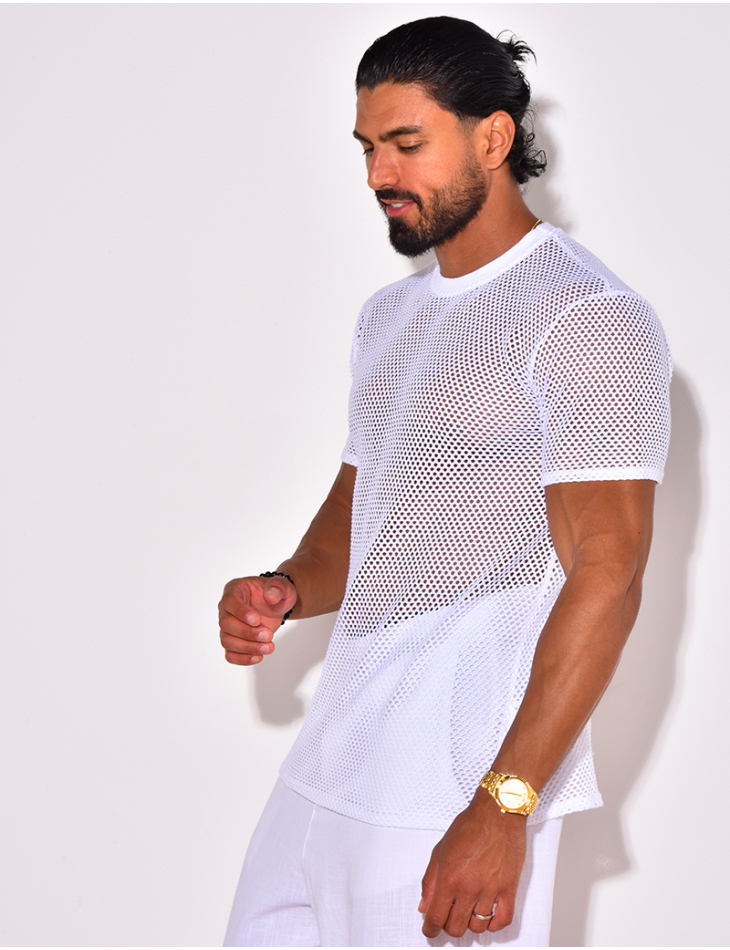 T-shirt uni ajouré T-shirt uni ajouré