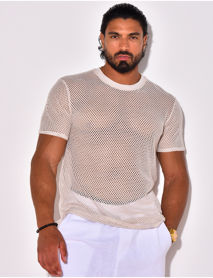 T-shirt uni ajouré