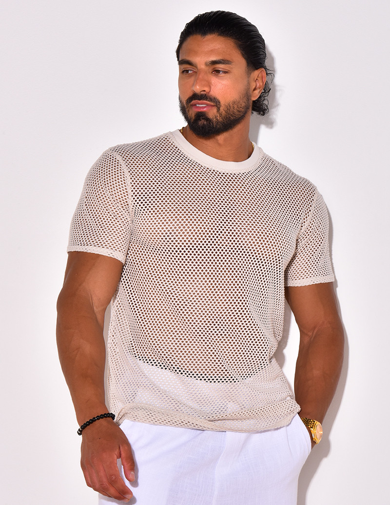 T-shirt uni ajouré