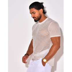 T-shirt uni ajouré