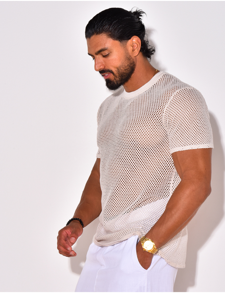 T-shirt uni ajouré