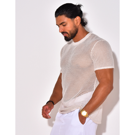 T-shirt uni ajouré