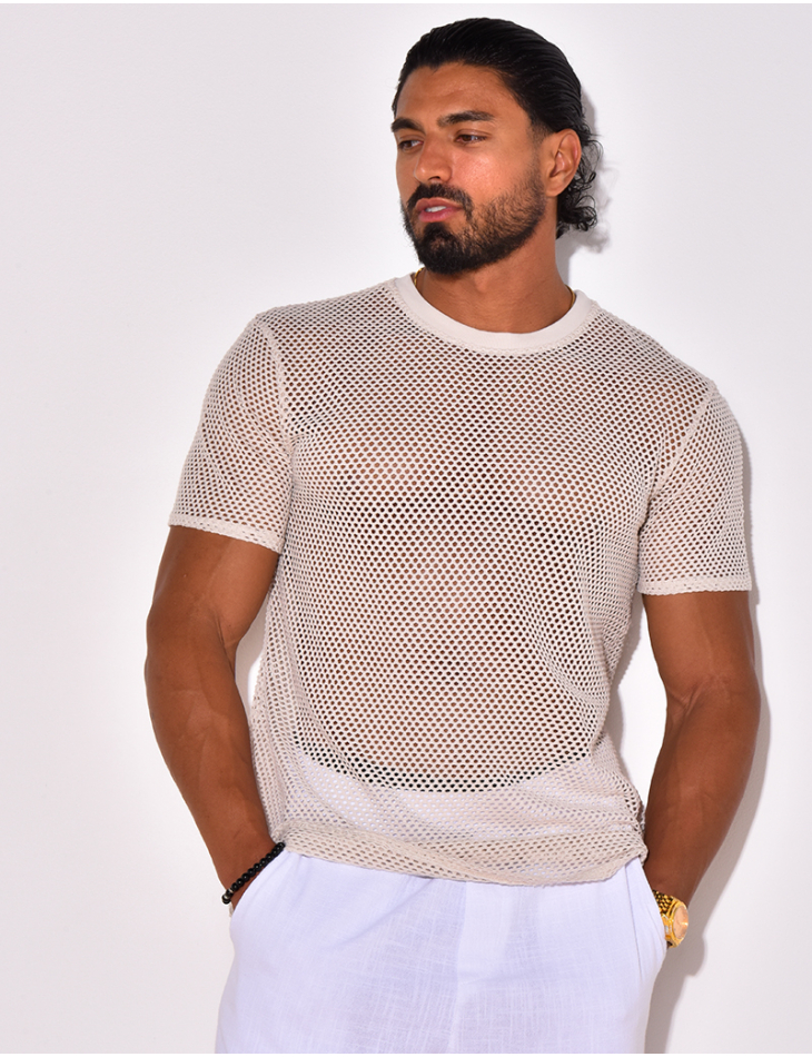 T-shirt uni ajouré