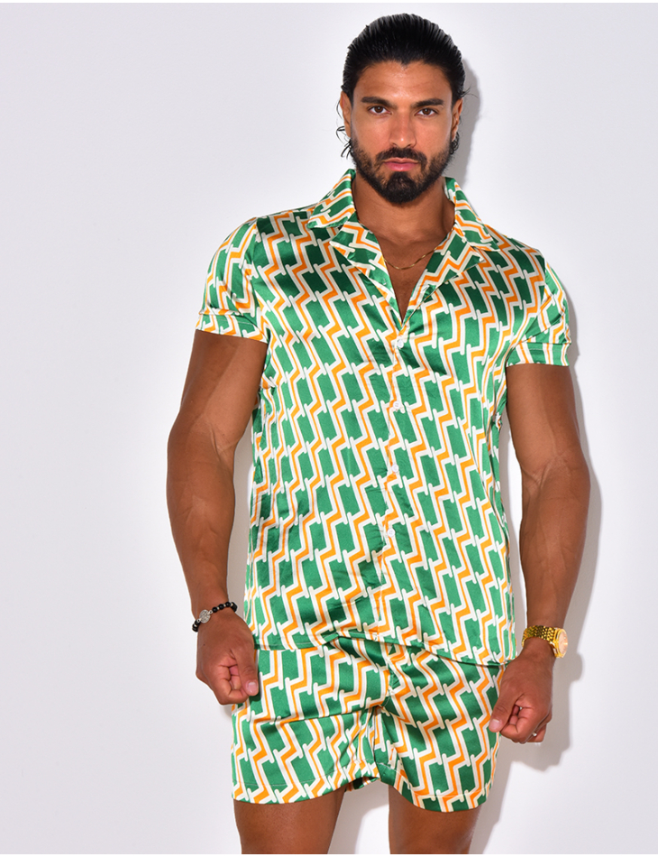 Ensemble chemise et short à motif Ensemble chemise et short à motif