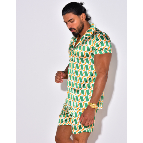 Ensemble chemise et short à motif Ensemble chemise et short à motif