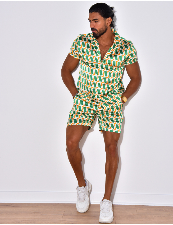 Ensemble chemise et short à motif Ensemble chemise et short à motif