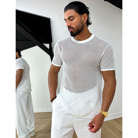 T-shirt uni ajouré T-shirt uni ajouré