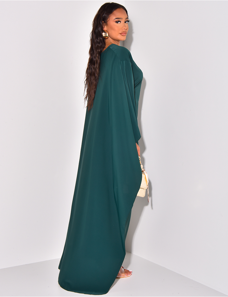 Robe cape fluide a nouer a la taille