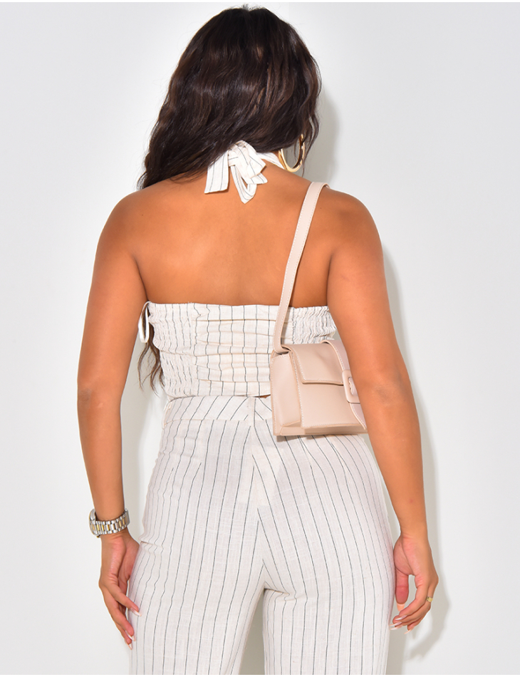 Crop-top en lin à rayures Crop-top en lin à rayures