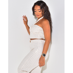 Crop-top en lin à rayures Crop-top en lin à rayures