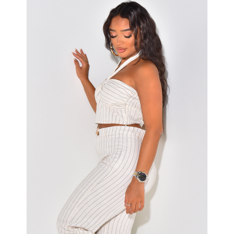 Crop-top en lin à rayures Crop-top en lin à rayures