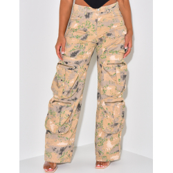 Pantalon cargo oversize effet délavé beige Pantalon cargo oversize effet délavé beige