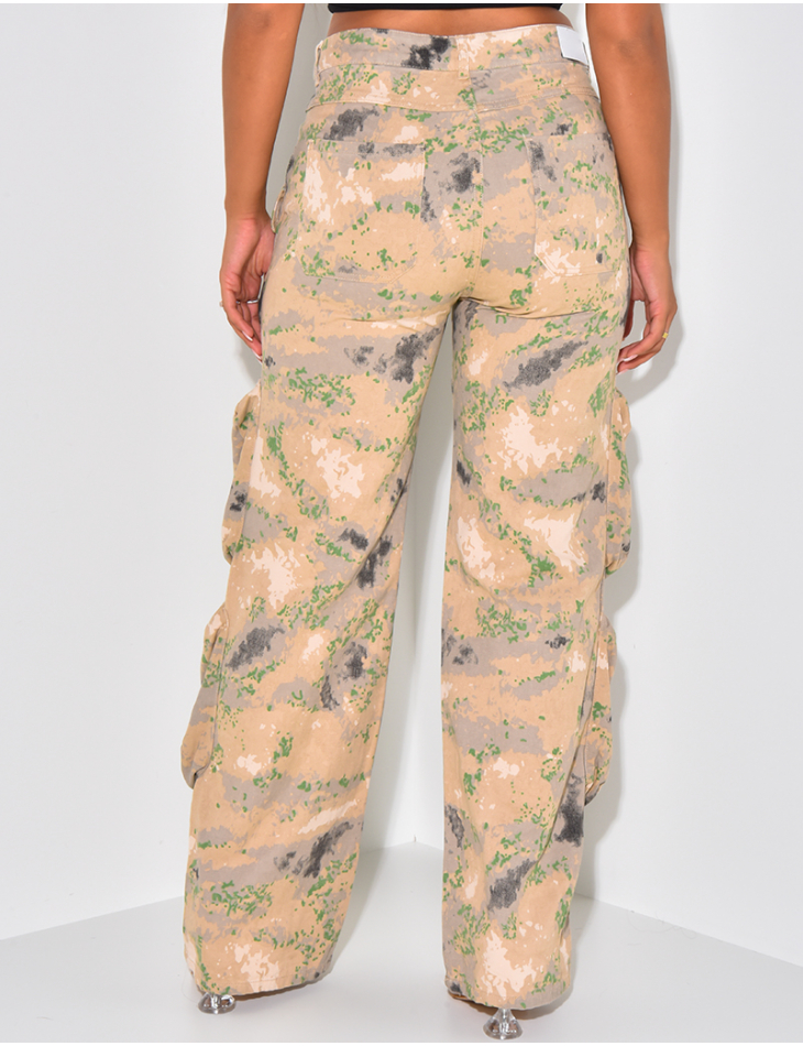 Pantalon cargo oversize effet délavé beige Pantalon cargo oversize effet délavé beige