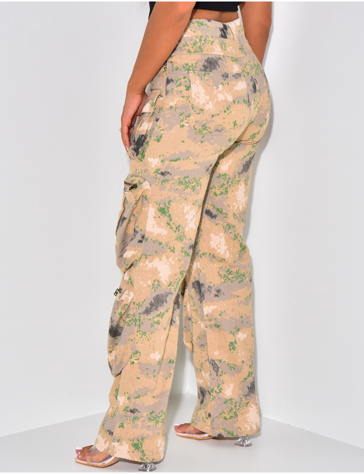 Pantalon cargo oversize effet délavé beige Pantalon cargo oversize effet délavé beige