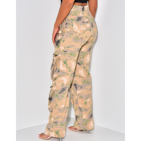 Pantalon cargo oversize effet délavé beige Pantalon cargo oversize effet délavé beige