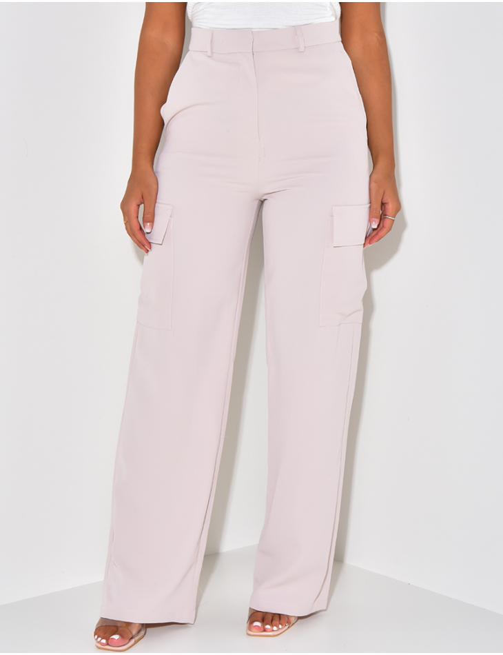 Pantalon coupe droite à poches cargo