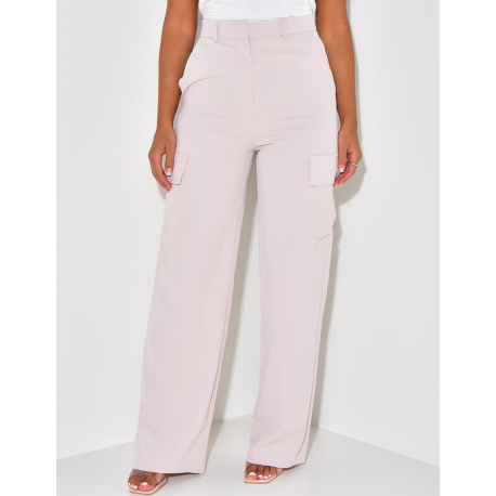 Pantalon coupe droite à poches cargo