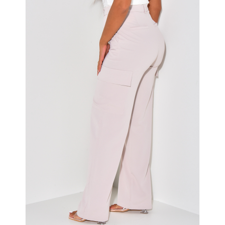 Pantalon coupe droite à poches cargo