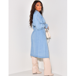 Trench oversize en jeans à nouer