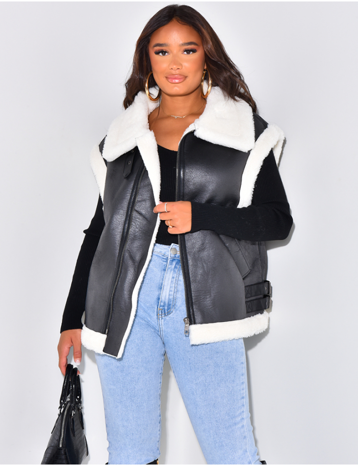Oversized sleeveless bomber