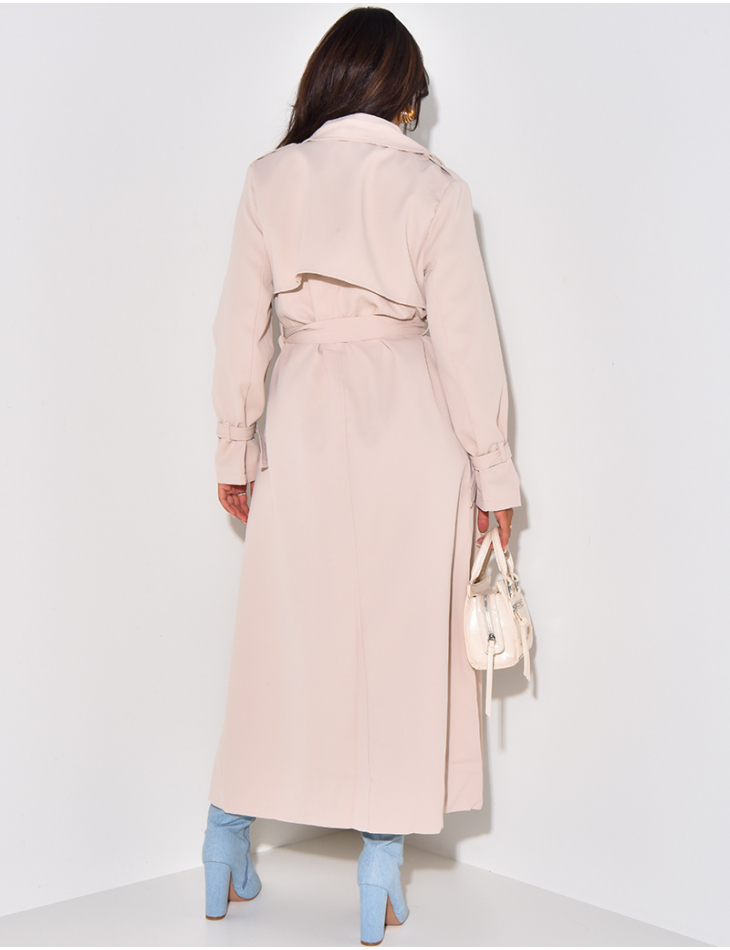 Trench très long à nouer à la taille