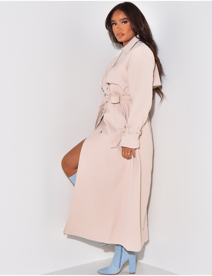 Trench très long à nouer à la taille