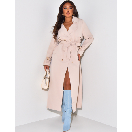 Trench très long à nouer à la taille