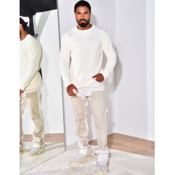 Jeans à motifs beige Jeans à motifs beige