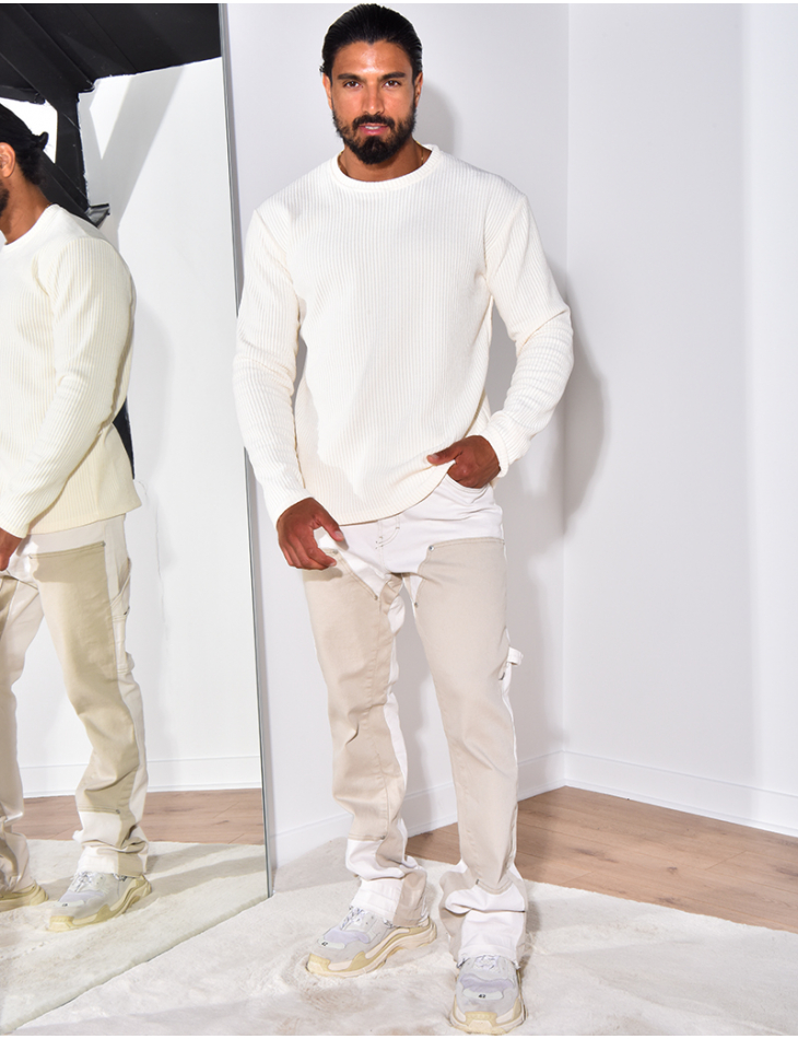 Jeans à motifs beige Jeans à motifs beige