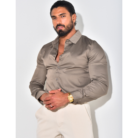 Chemise manches longues satinée