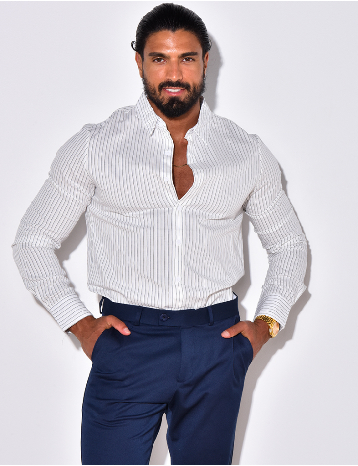Chemise manches longues à rayures Chemise manches longues à rayures