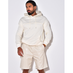 Ensemble sweat bi-matière et short en simili Ensemble sweat bi-matière et short en simili