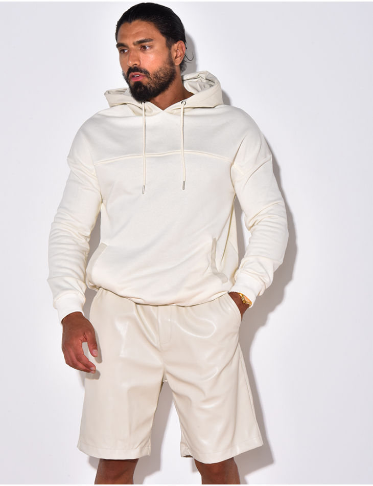 Ensemble sweat bi-matière et short en simili Ensemble sweat bi-matière et short en simili