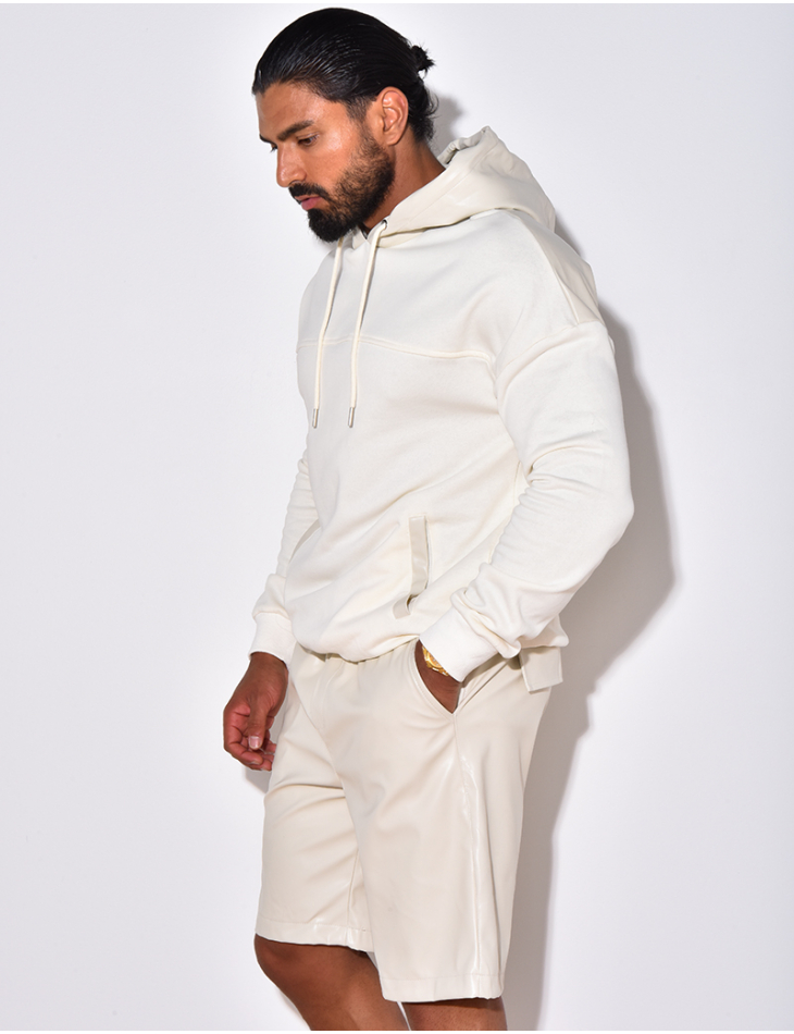 Ensemble sweat bi-matière et short en simili Ensemble sweat bi-matière et short en simili