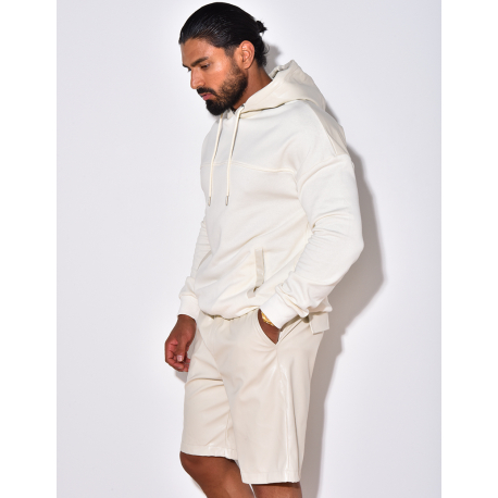 Ensemble sweat bi-matière et short en simili Ensemble sweat bi-matière et short en simili