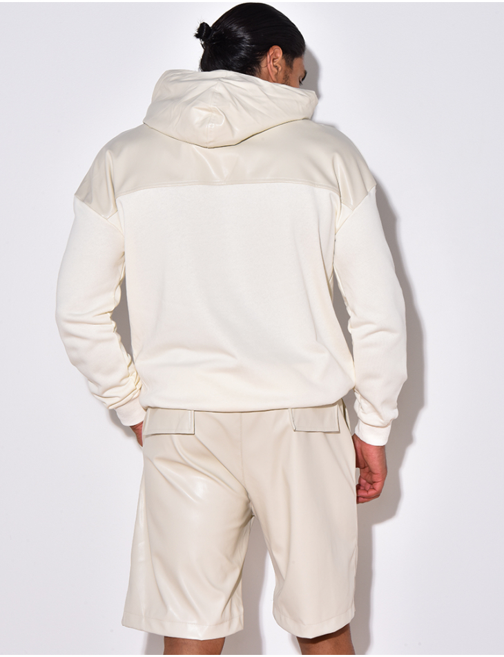 Ensemble sweat bi-matière et short en simili Ensemble sweat bi-matière et short en simili